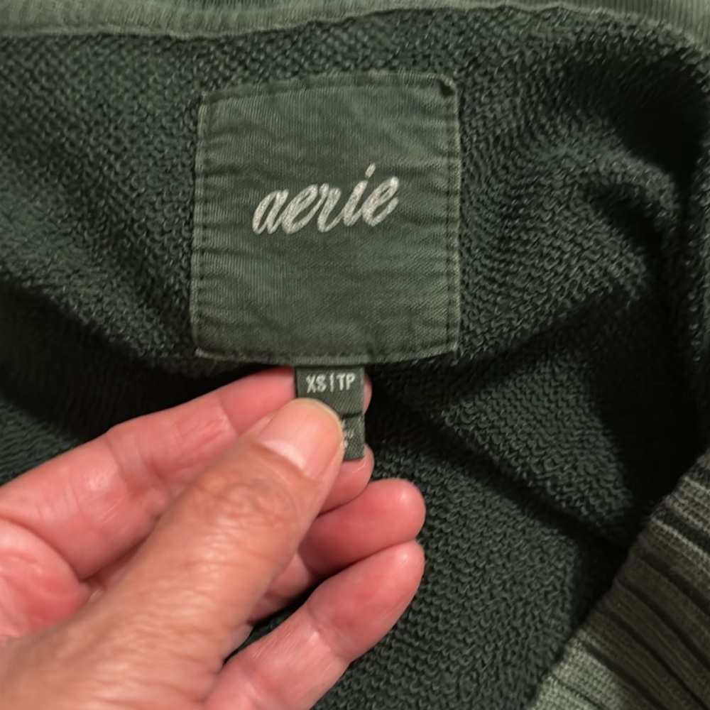 Aerie Down to Earth Henley Hoodie Oversized Slouchy Garment Dyed Green 2022-XS - Picture 7 of 10
